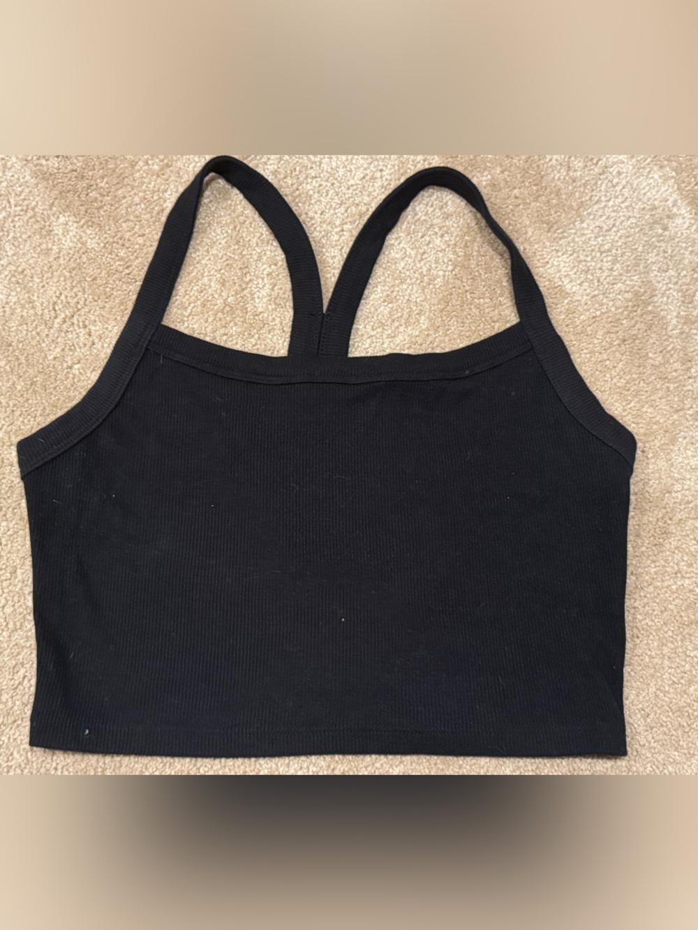 Source Unknown Black Ribbed Cropped Tank Top